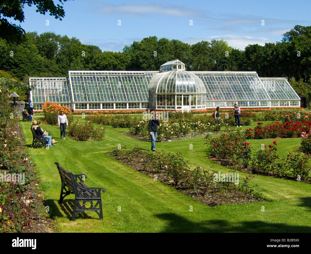 The restored Victorian glass house in the rose garden of Ardgillan park, north county Dublin, Ireland Stock Photo