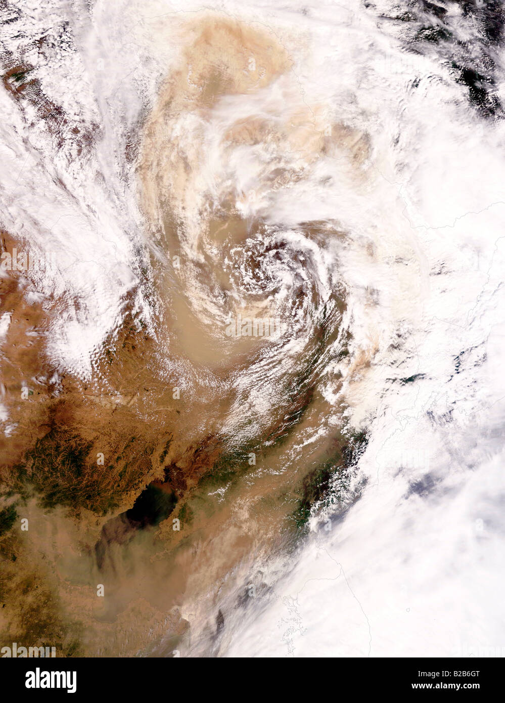 May 28, 2008 - Dust storm in northern China at 02:35 UTC. Stock Photo