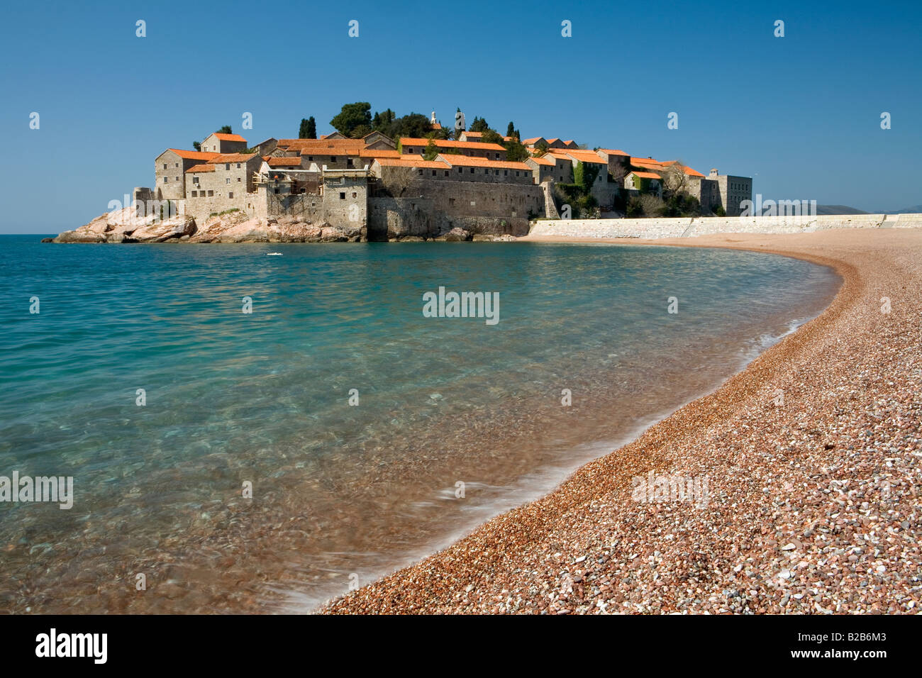 Sveti Stefan, Montenegro, Adriatic Sea, coast resort Stock Photo