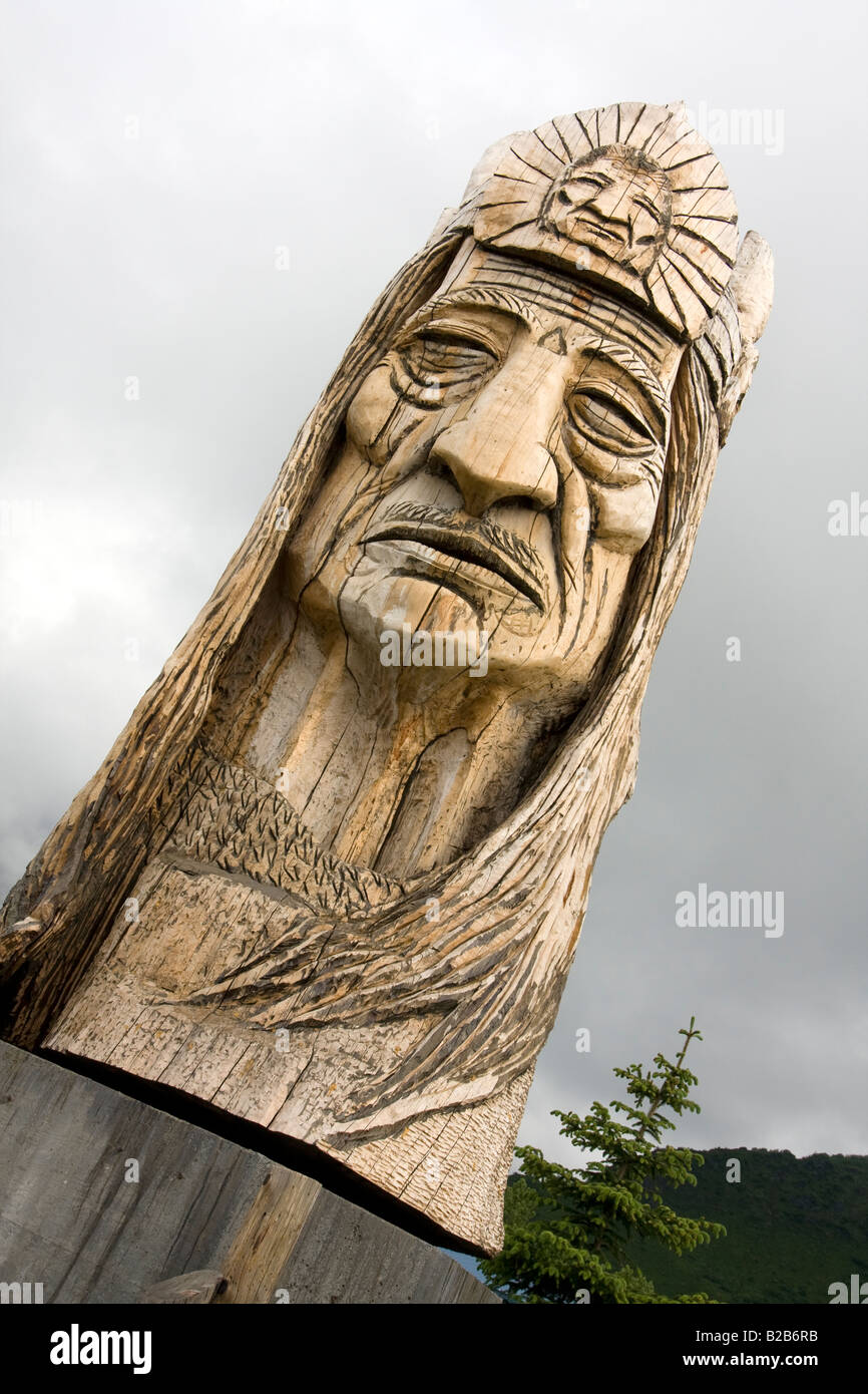 Totem, wood carving Stock Photo