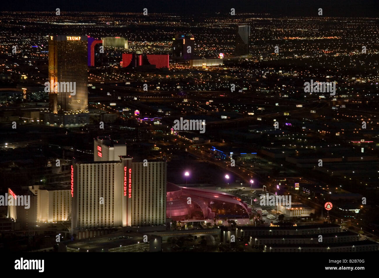 View of Las Vegas by night, Nevada Stock Photo