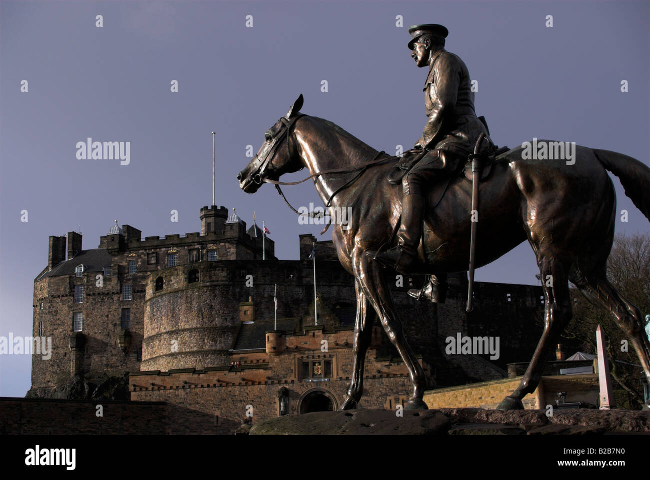 Statue of Earl Haig on Edinburgh Castle Esplanade Stock Photo