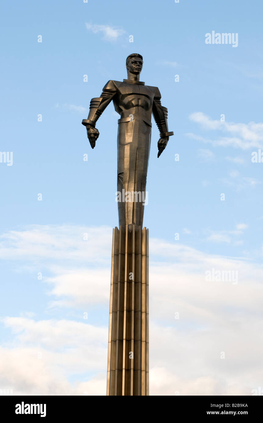 Titanium monument in honour of Yuri Gagarin, Moscow, Russia Stock Photo