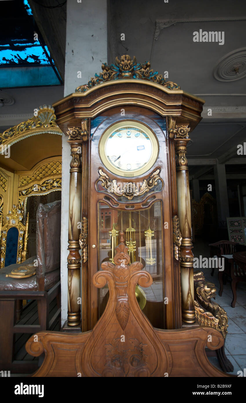 New grandfather clock made in Jepara, Central Java, Indonesia Stock Photo