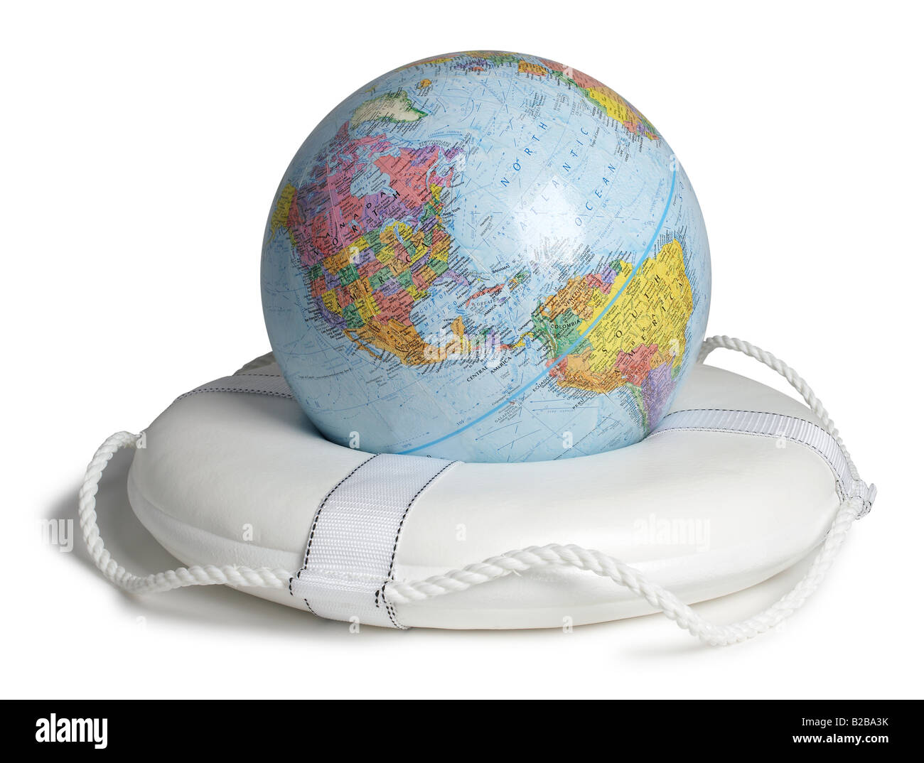 Globe life preserver life jacket world globe Stock Photo