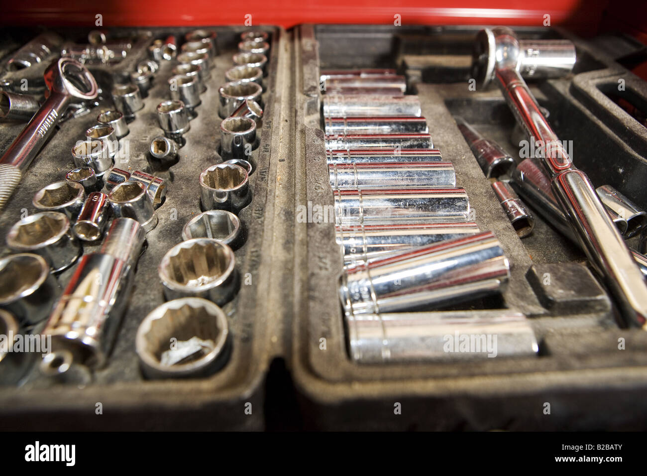 Socket set lies open in garage Stock Photo - Alamy