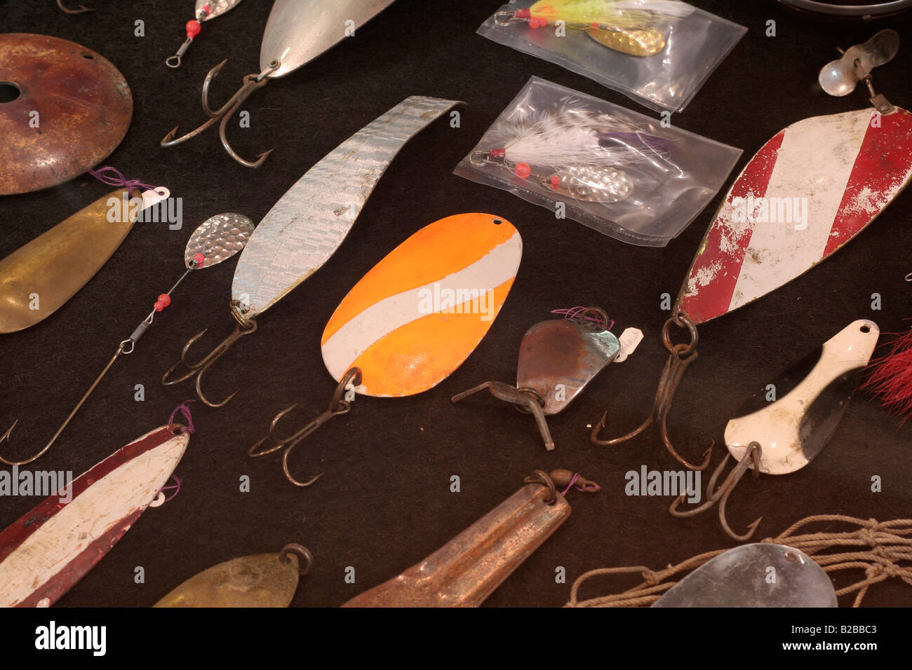 Old time artificial fishing bait Iowa Great Lakes Maritime Museum Stock