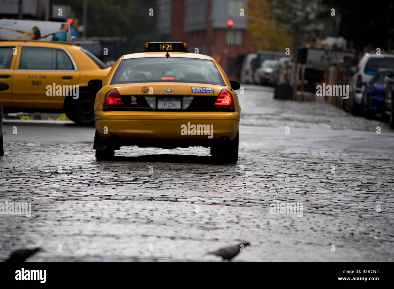 Taxi cabs on Manhattan street Stock Photo