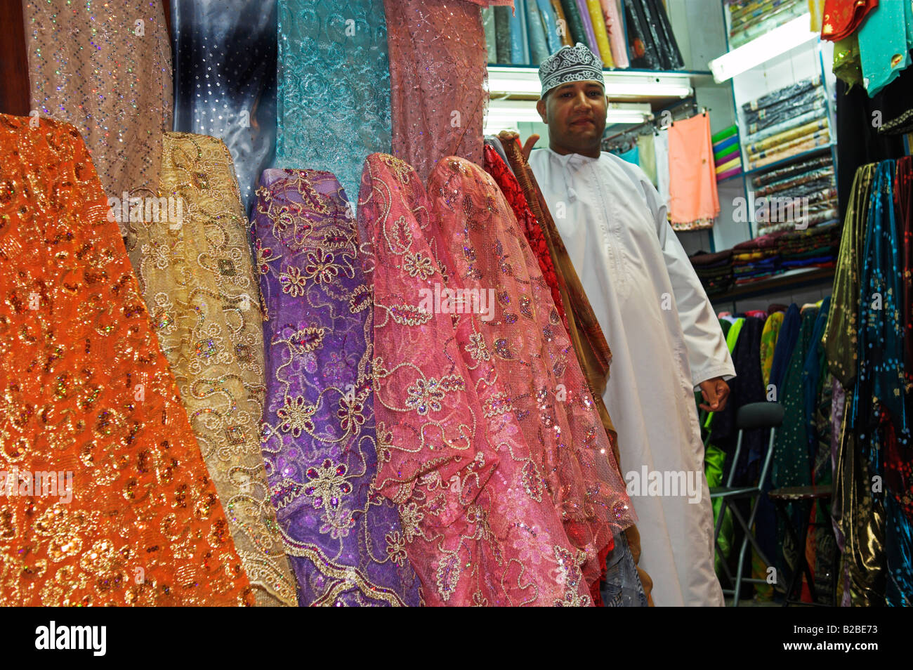 Fabric shop in Nizwa Oman Stock Photo