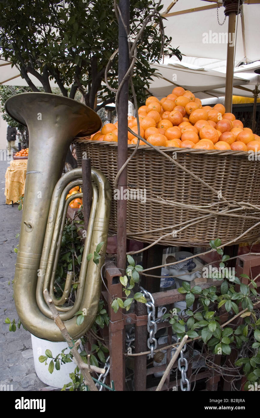 Italian restaurant Rome Italy Tuba and oranges Stock Photo Alamy