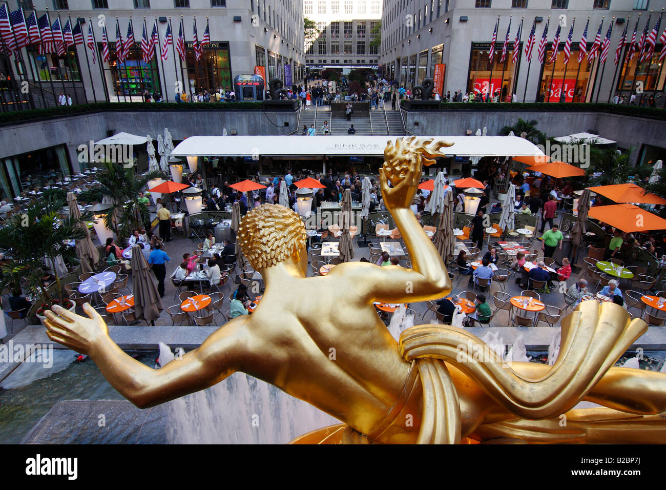 The Prometheus golden statue in Rockefeller Center - New York City, USA Stock Photo