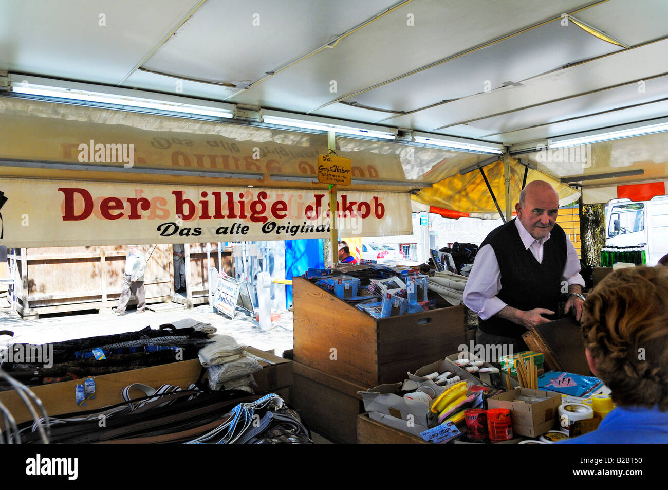 Der billige Jakob, cheap Jakob, Auer Dult, traditional market in Munich, Bavaria, Germany, Europe Stock Photo