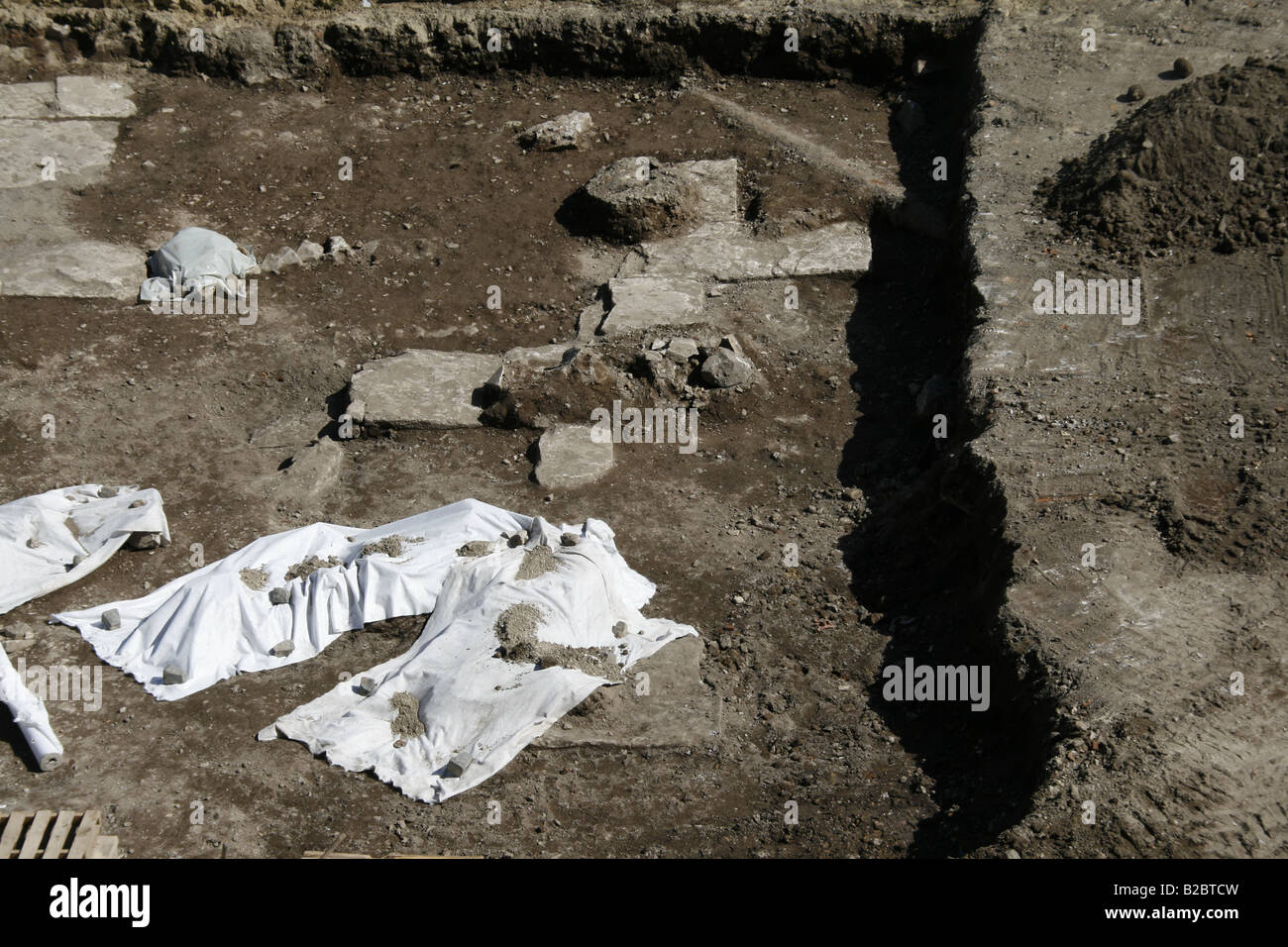 archeology dig excavation near the colosseum, rome, italy Stock Photo