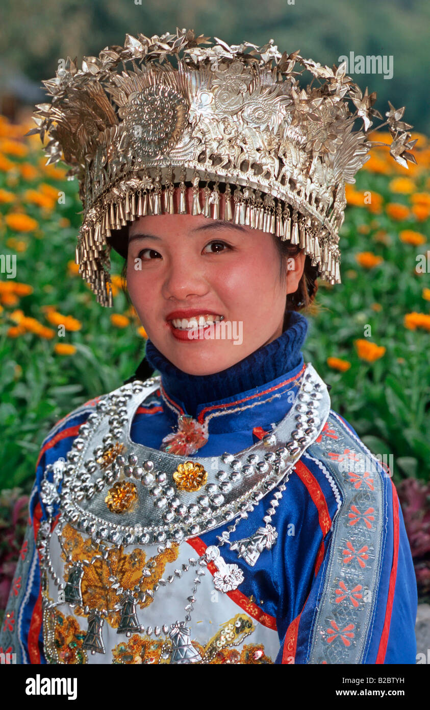 Zhuang Girl, ethnic minority, Guilin, Guangxi, China, Asia Stock Photo