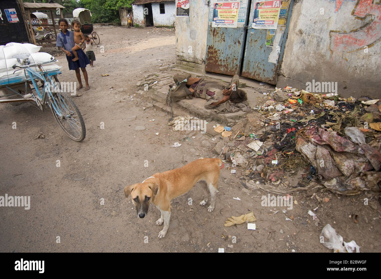 A homeless person on the streets in the slums of Topsia, people who can ...