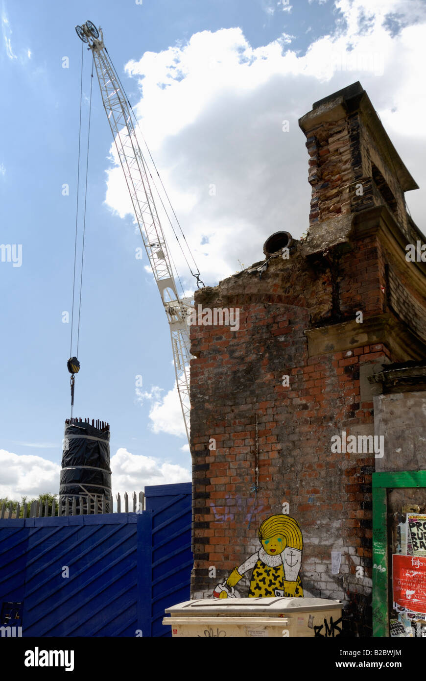 Crane construction mural engineering hires stock photography and
