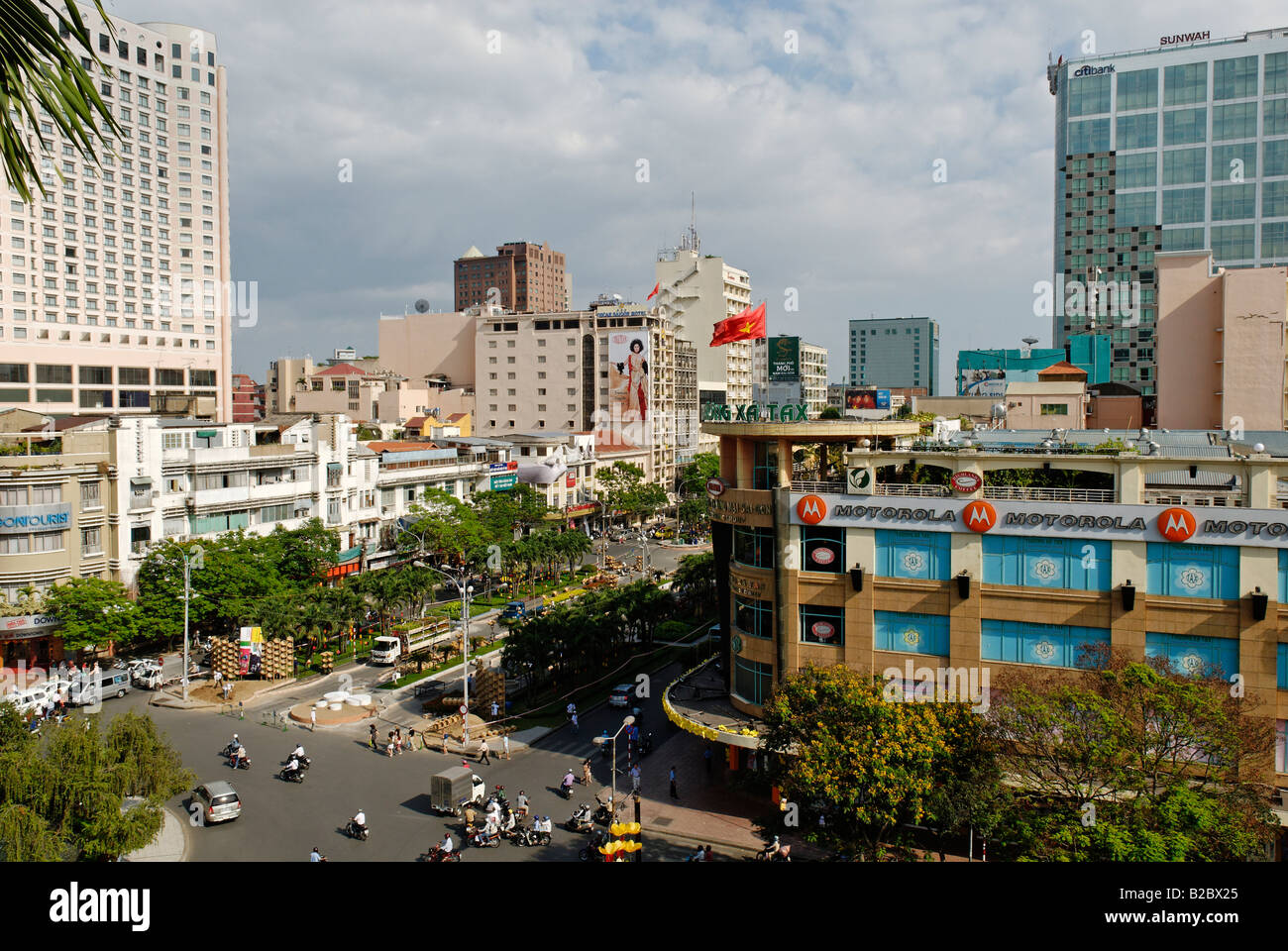Nguyen Hue Avenue, inner city area of Ho Chi Minh City, Saigon, Vietnam, Asia Stock Photo