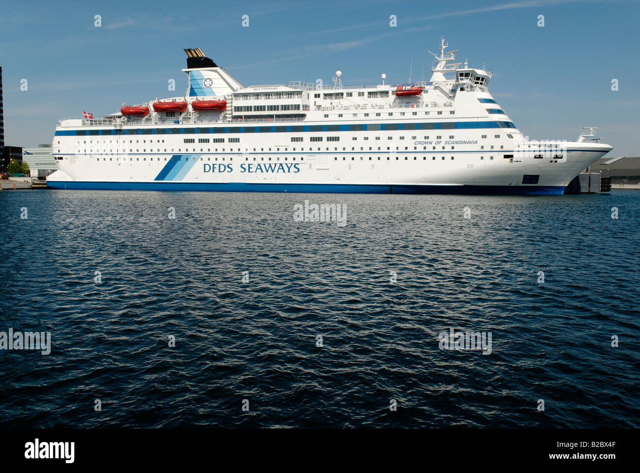 Large CopenhagenOslo carferry in Copenhagen harbour, Denmark, Scandinavia, Europe Stock Photo