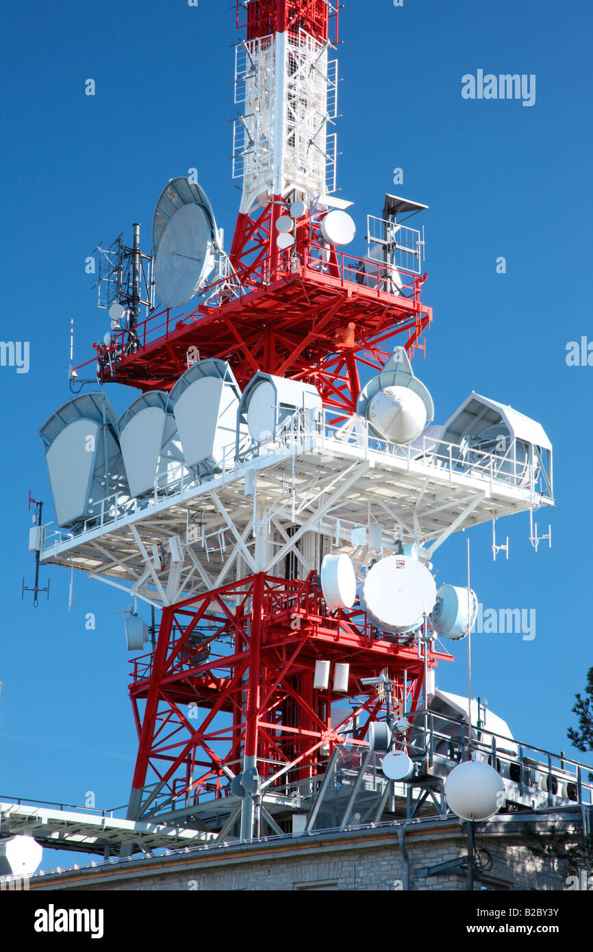 Radio tower for VHF and TV, Gaisberg, Salzburg, Austria, Europe Stock Photo