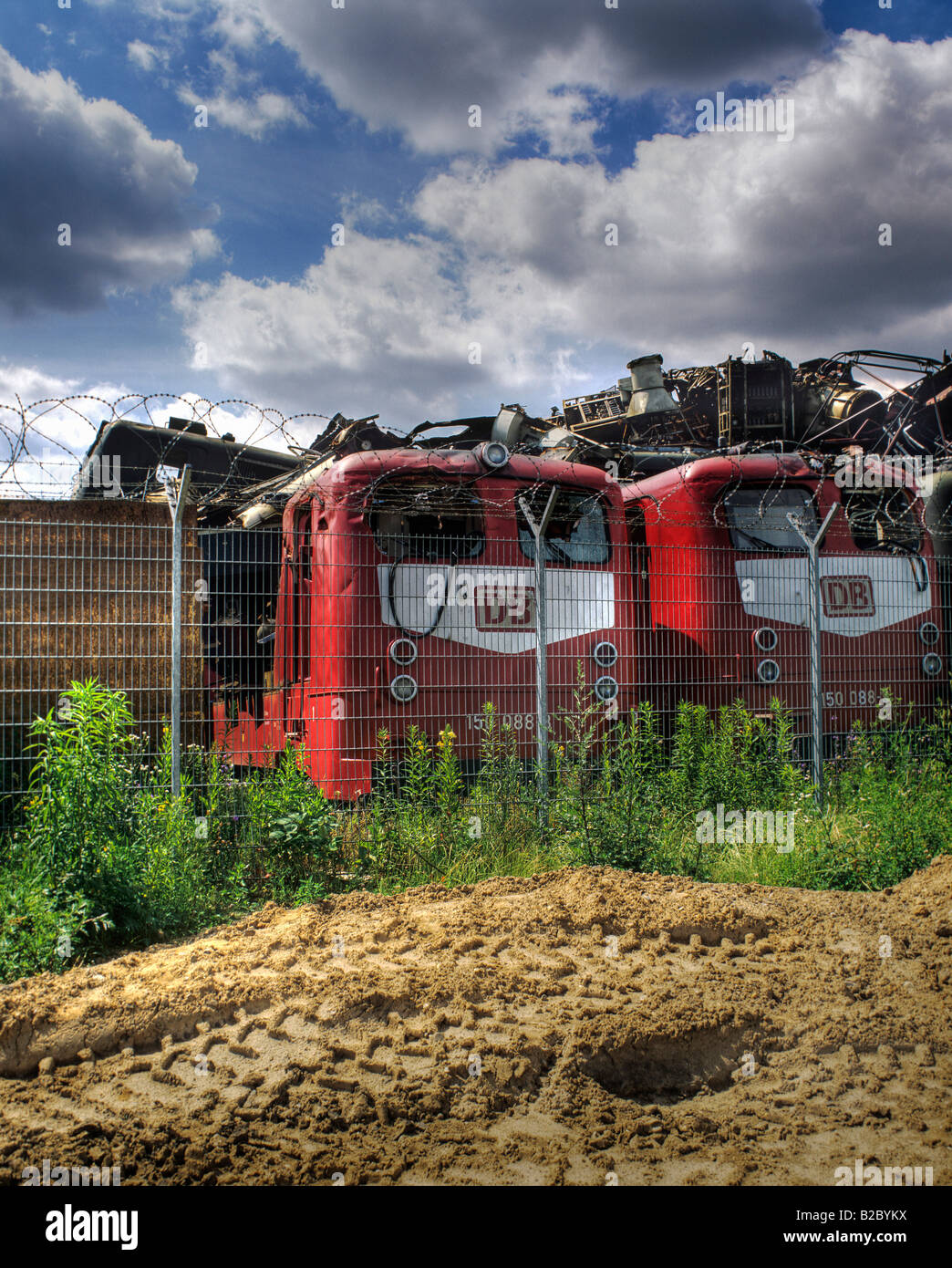 Deutsche Bahn, German National Railway Company, electric locomotives at a recycling centre Stock Photo