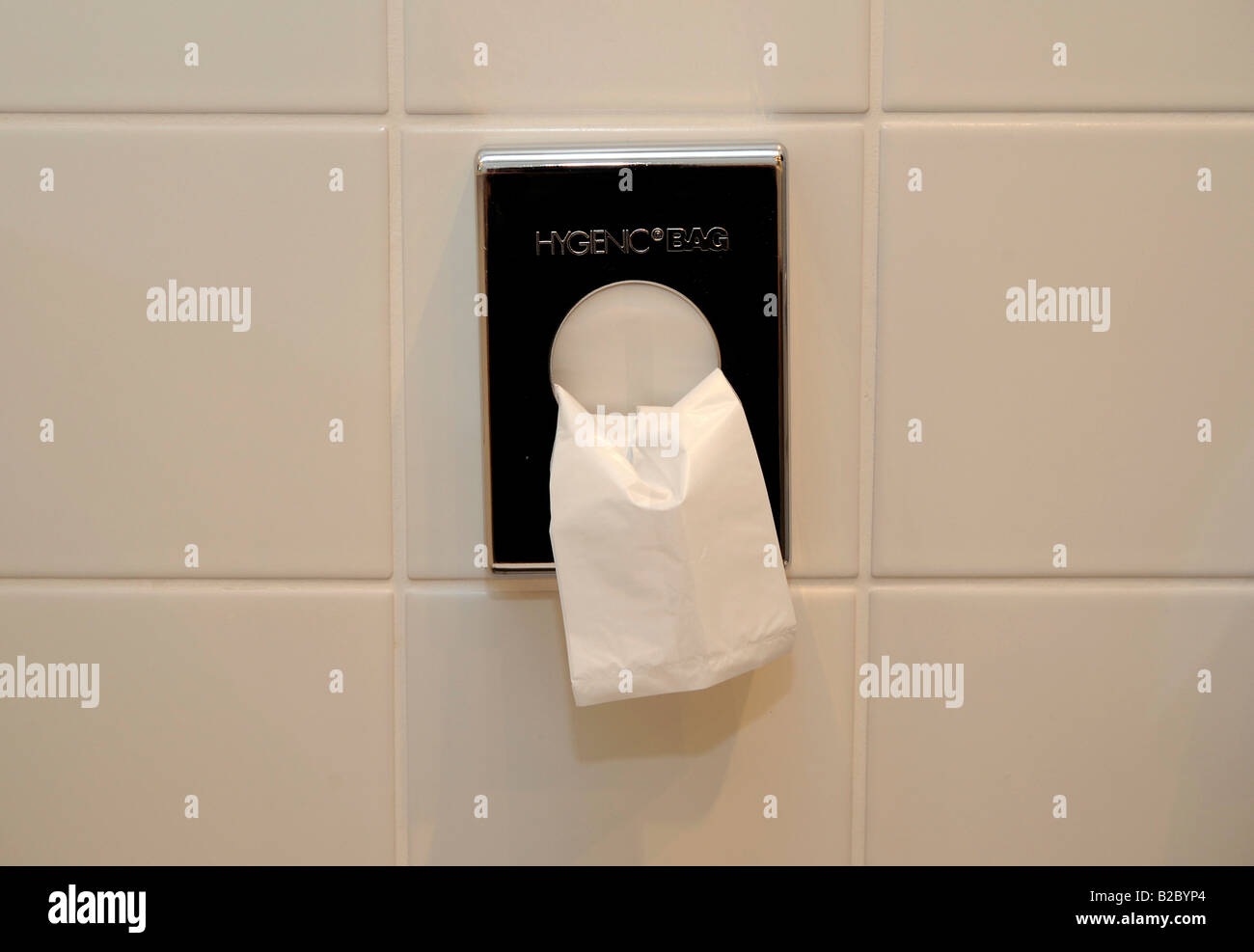 Hygiene bag dispenser in a hotel Stock Photo