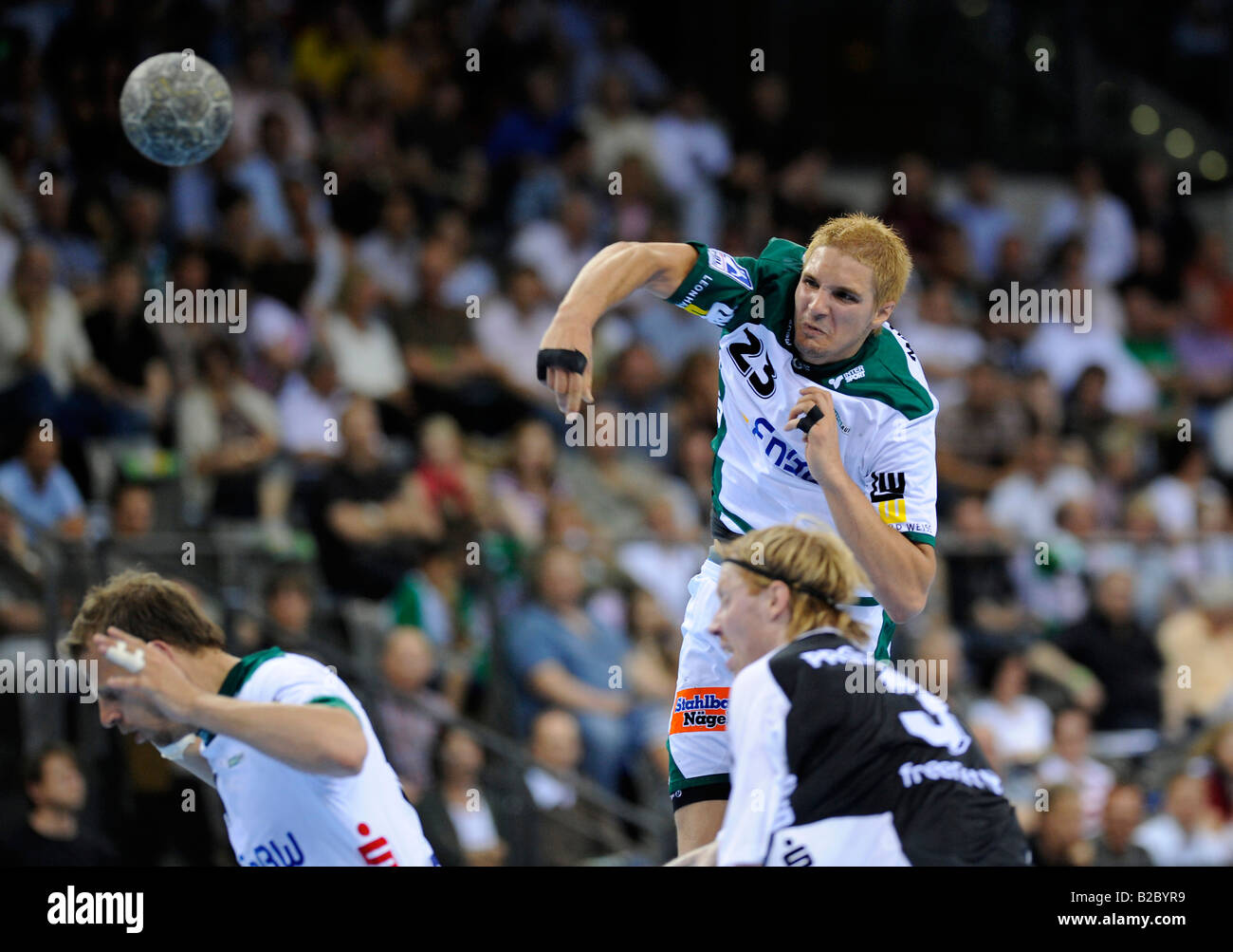 Handball, Nikola Manojlovic, Frisch auf! Goeppingen, tossing the ball Stock Photo