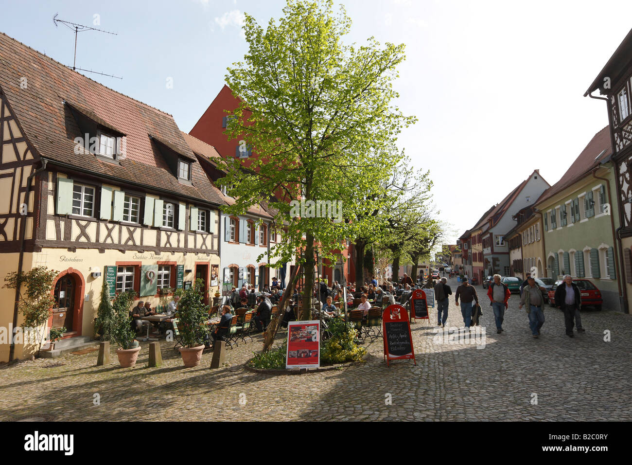 Historic centre of Vogtsburg-Burkheim, Kaiserstuhl, Baden-Wuerttemberg, Germany, Europe Stock Photo