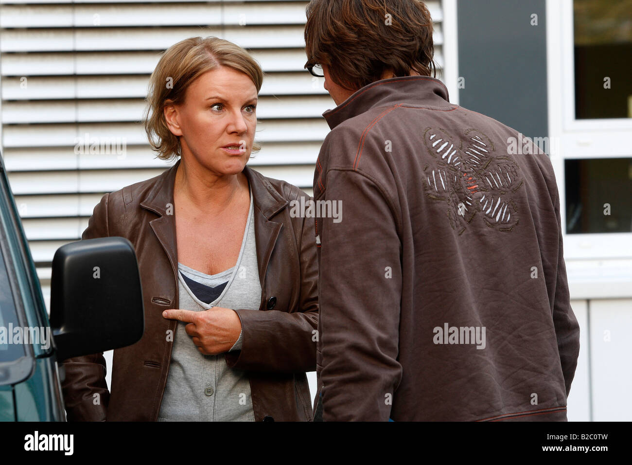 VPH, actors Mariele Millowitsch and Hinnerk Schoenemann shooting a crime thriller, Bensberg, Bergisch-Gladbach Stock Photo