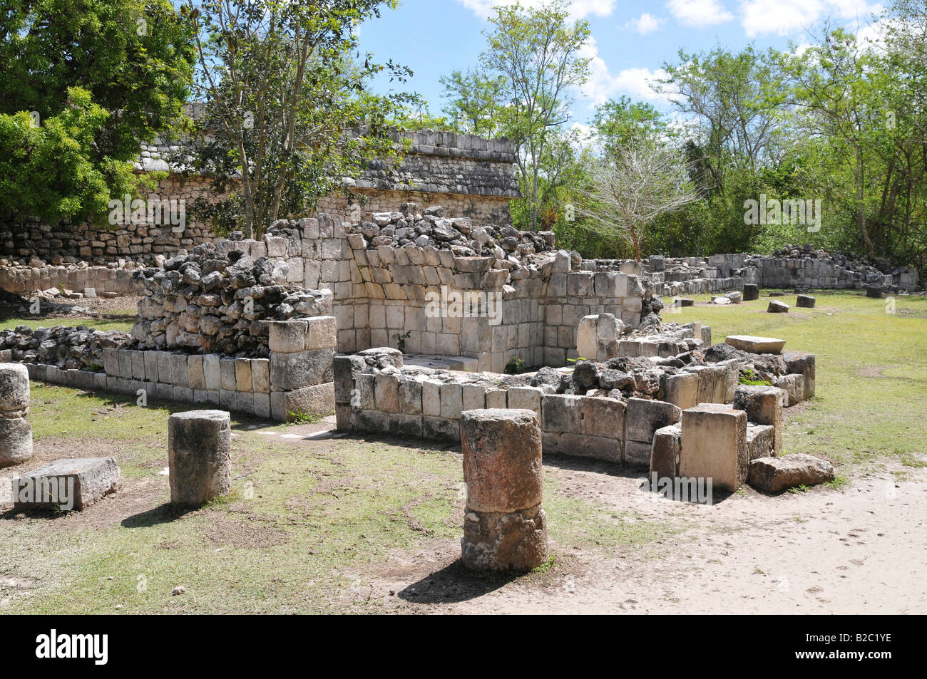 Steambaths next to the Table Temple, Zona Central, Chichen-itza, new wonder of the world, Mayan and Toltec archaeological excav Stock Photo