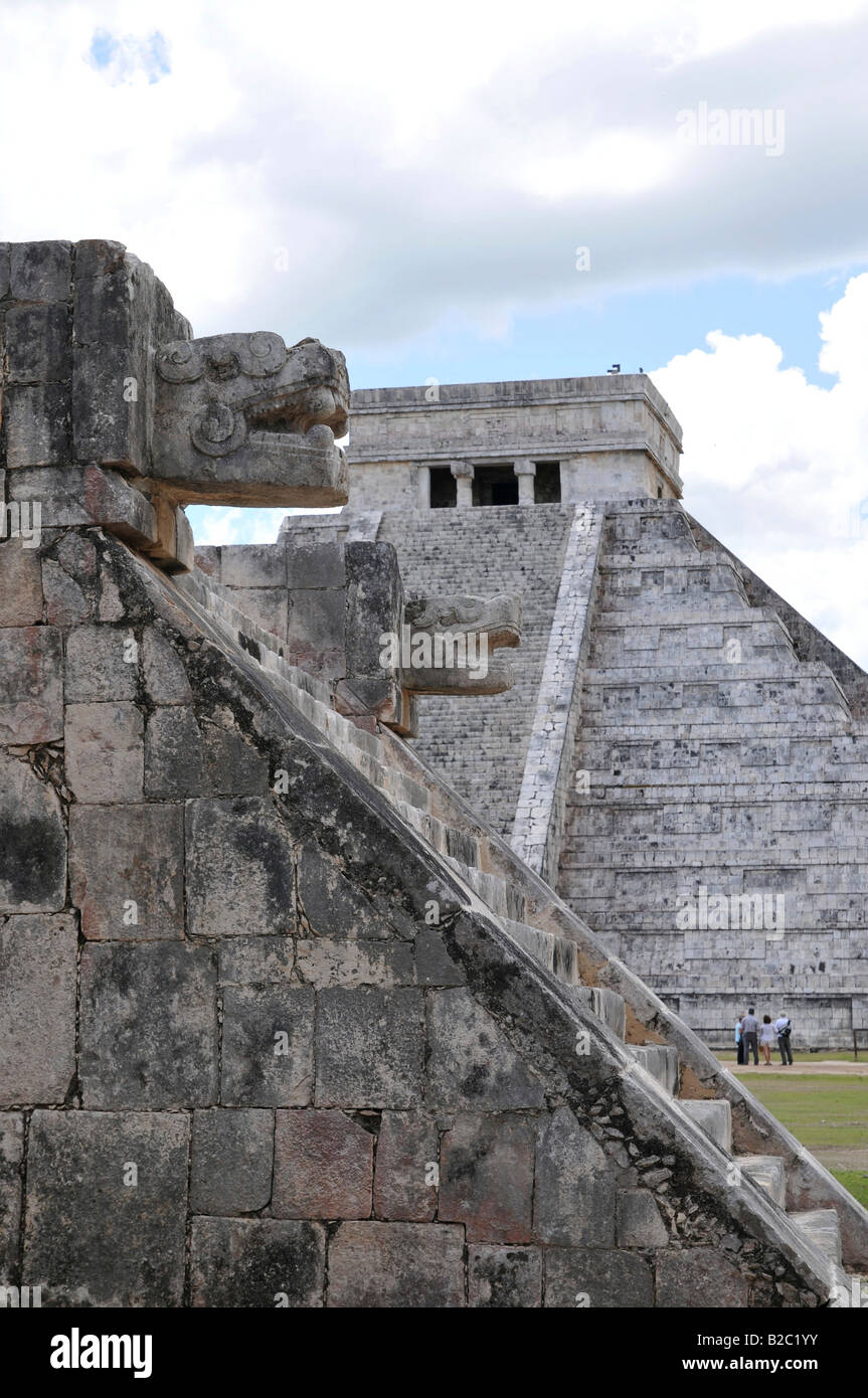 Temple of Kukulkan Pyramid, Plataforma de Venus, Platform of Venus, Zona Nord, Chichen-itza, new wonder of the world, Mayan and Stock Photo