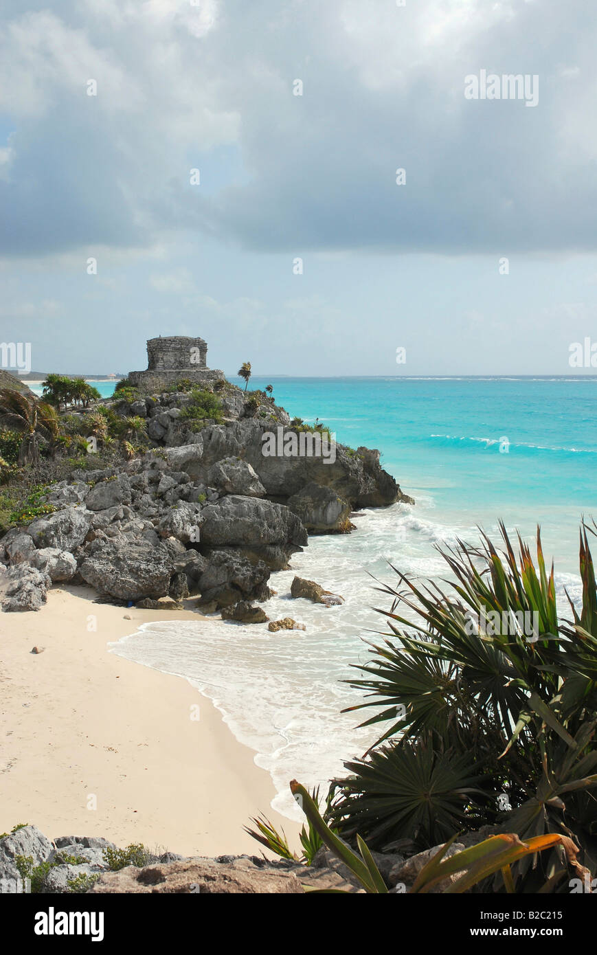 Templo del Viento, Temple of the Wind, Tulum, Mayan archaeological excavation, , Yucatan Peninsula, Mexico, Central America Stock Photo