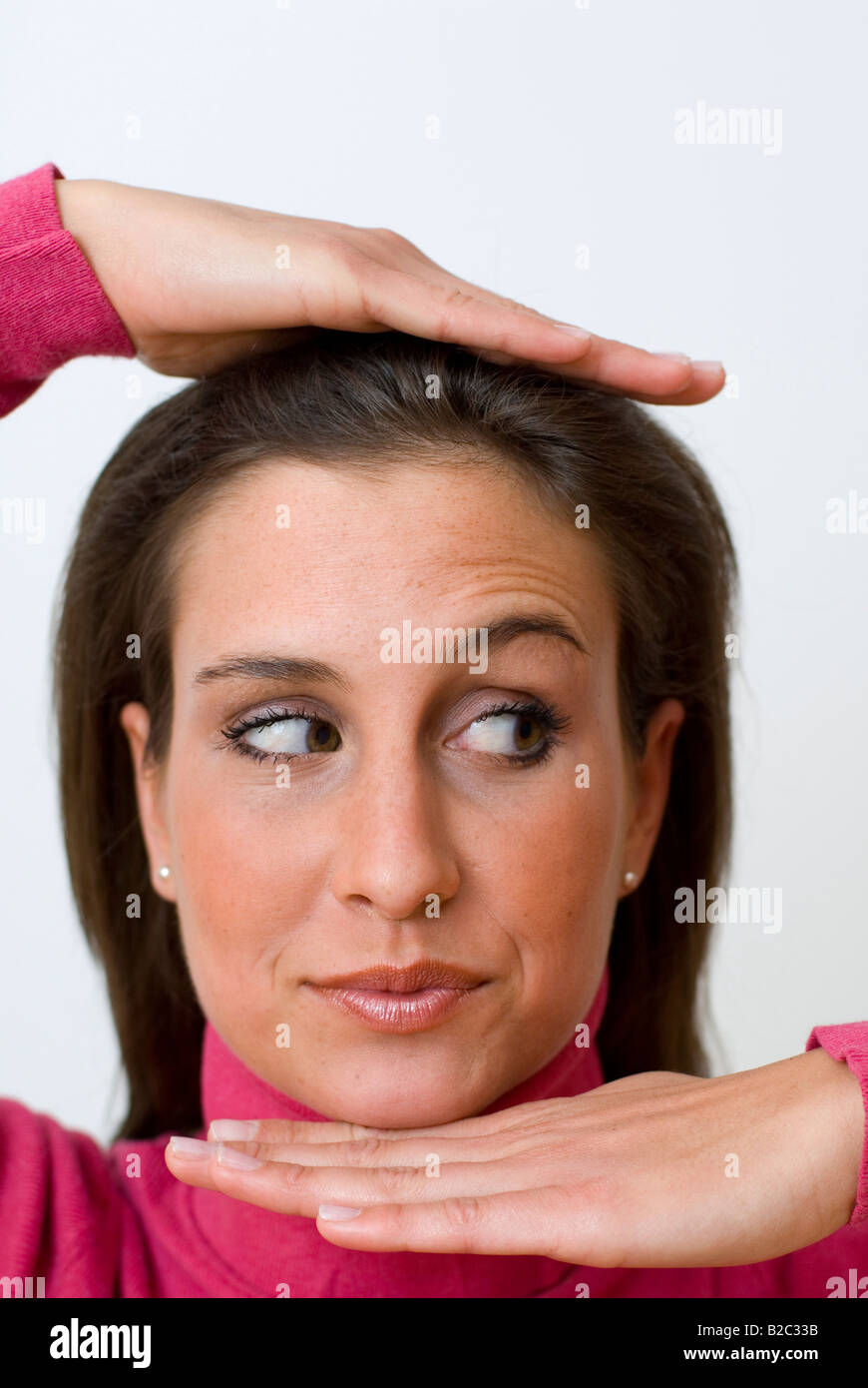 portrait young woman, rolling her eyes Stock Photo Alamy