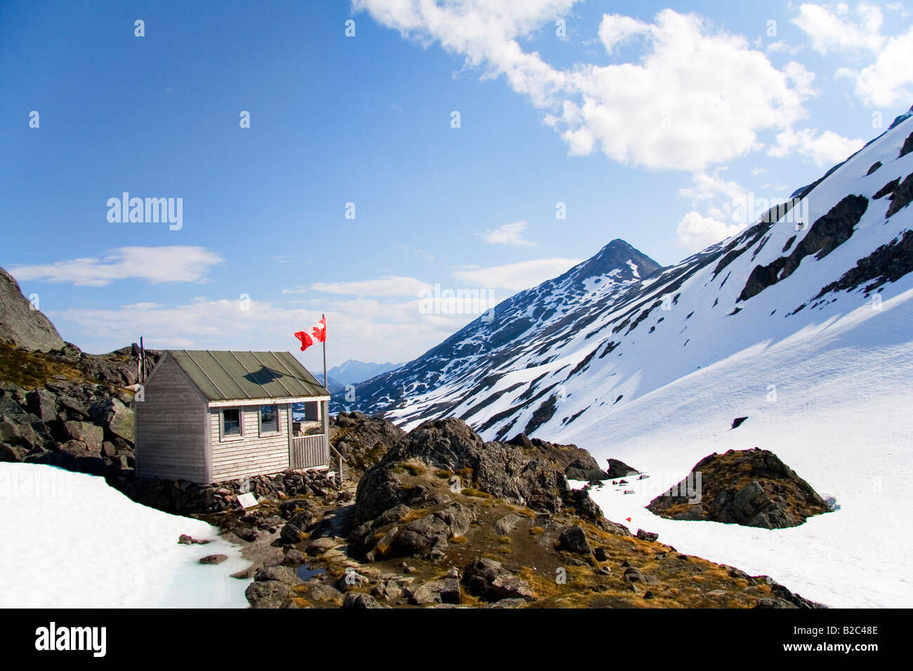 Canadian ranger station at the Chilkoot Pass, summit, Chilkoot Trail, Alaska, USA, B.C. Canada Stock Photo