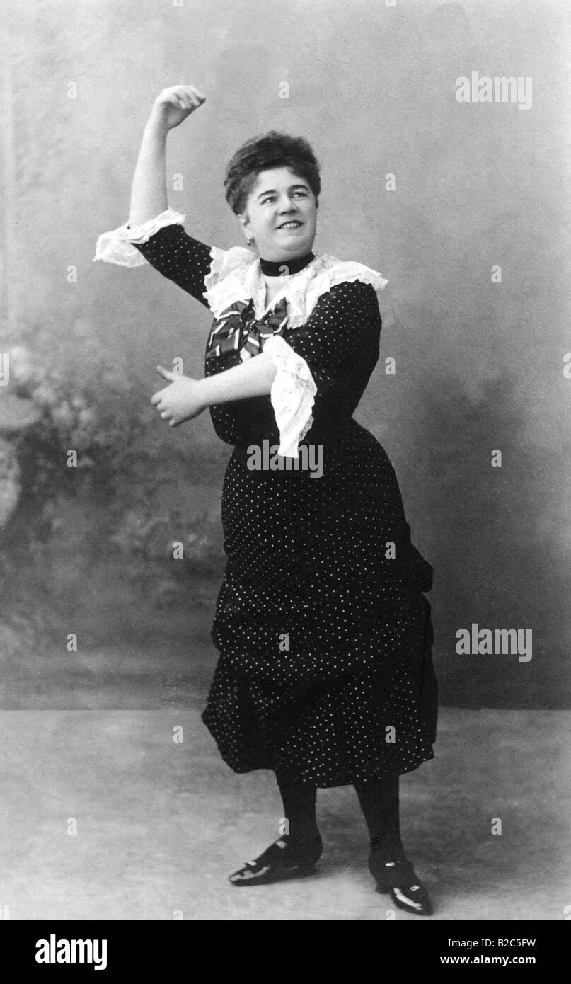 Woman dancing on her own, historic picture from about 1910 Stock Photo