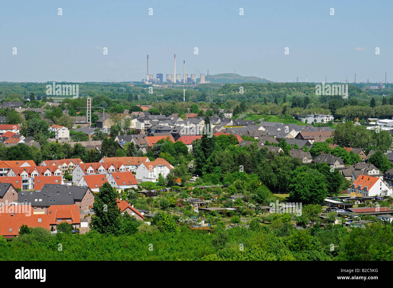 View from the Schurenbachhalde, Ruhr district, Essen, North Rhine-Westphalia, Germany, Europe Stock Photo