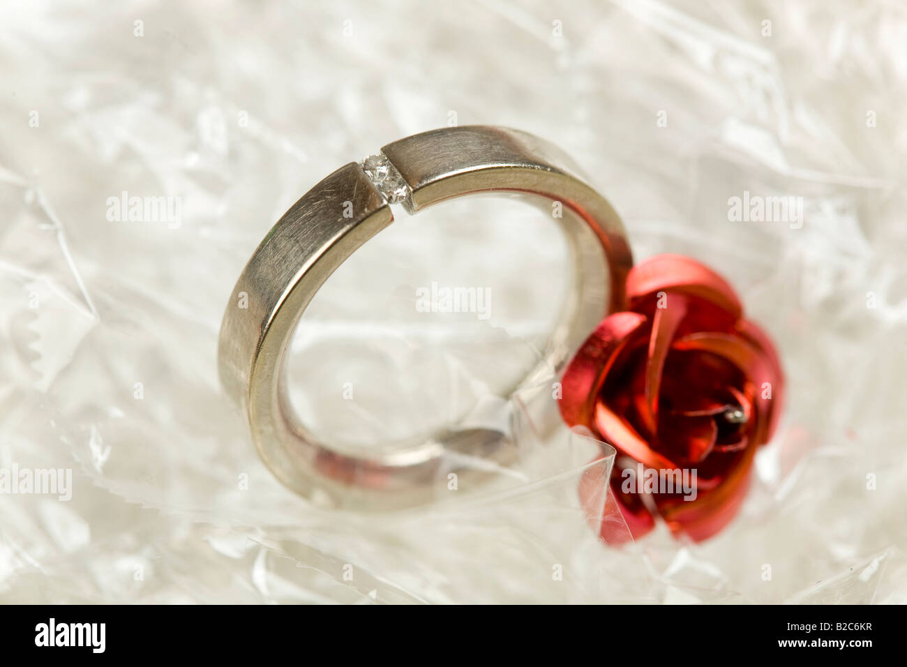 Engagement ring, wedding ring Stock Photo