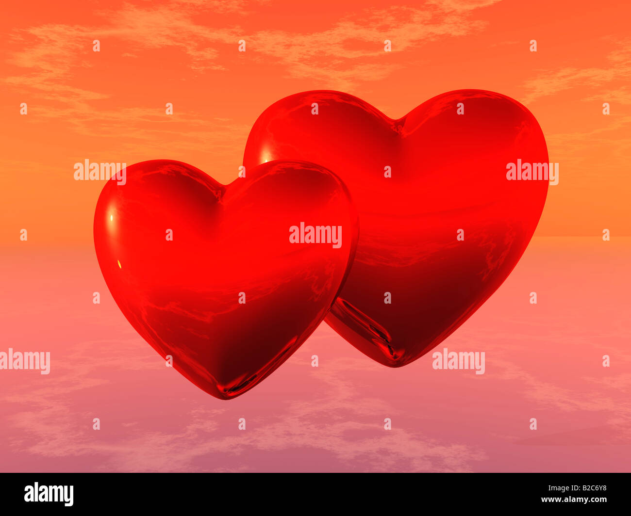 Floating hearts Stock Photo