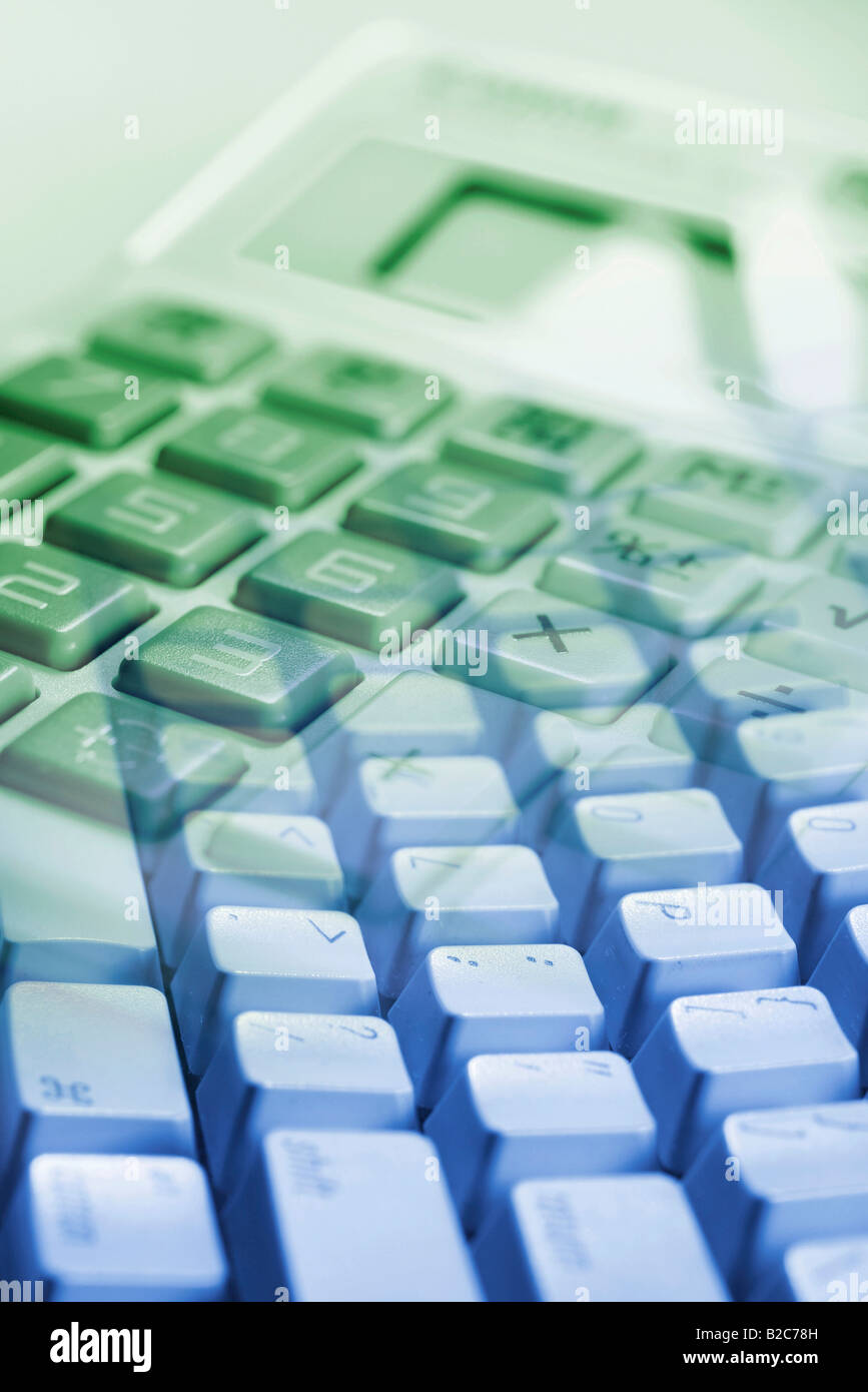 Composite of calculator and computer keyboard Stock Photo