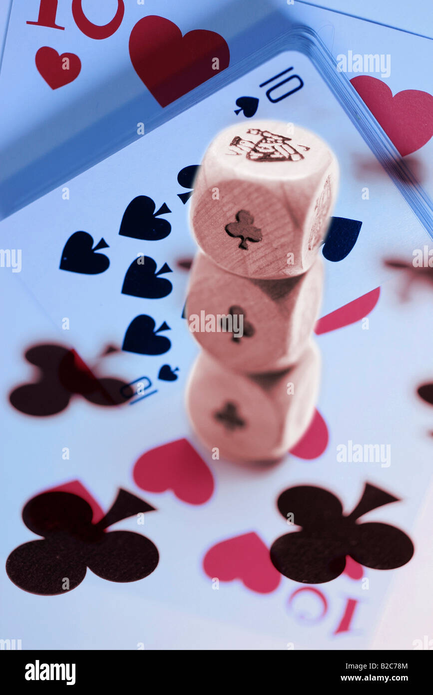 Composite of dice and playing cards Stock Photo