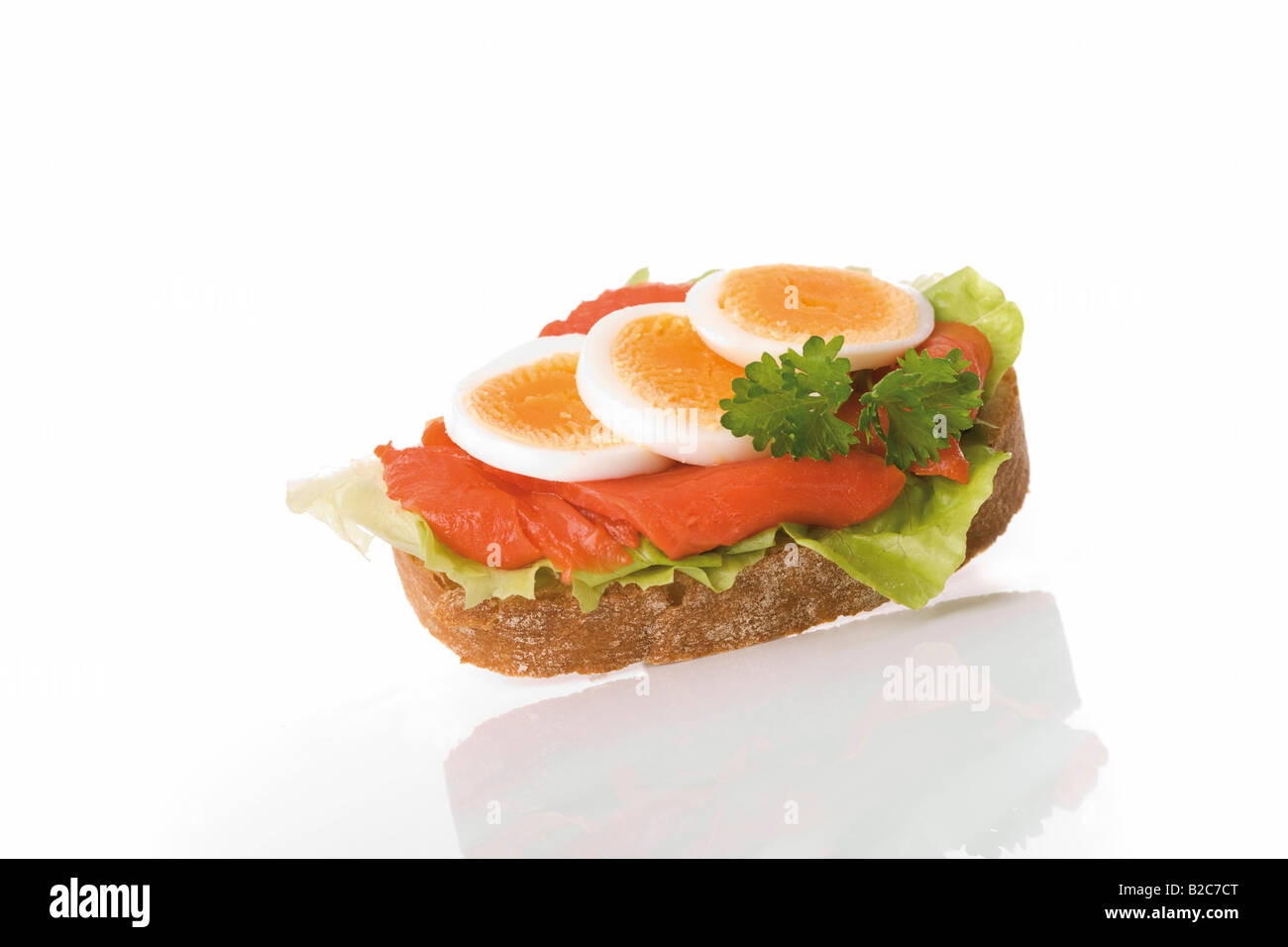 Egg and salmon sandwich with lettuce and parsley Stock Photo Alamy