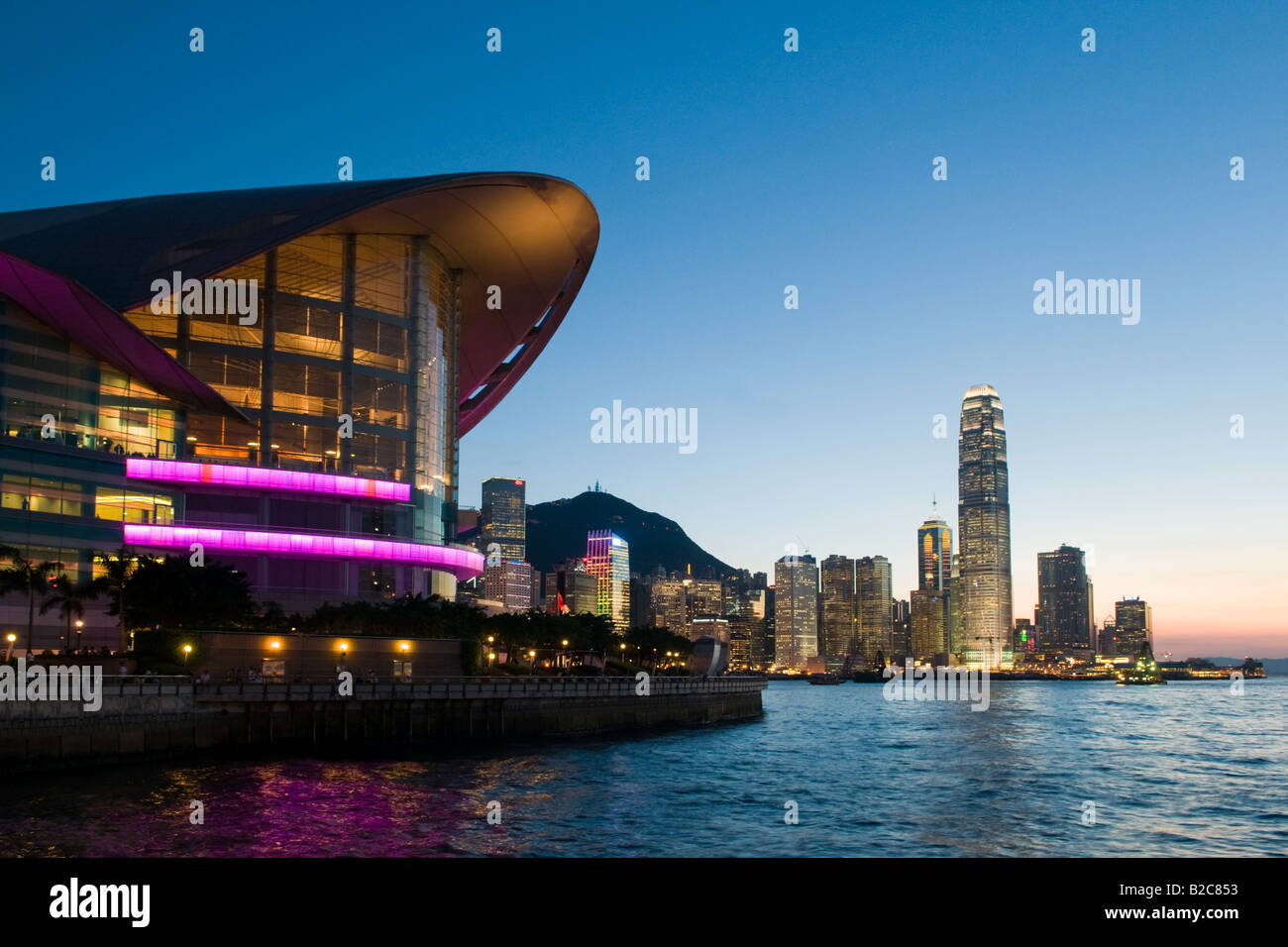The landmark Hong Kong Exhibition and Convention Center on the shore of Victoria Harbour in Hong