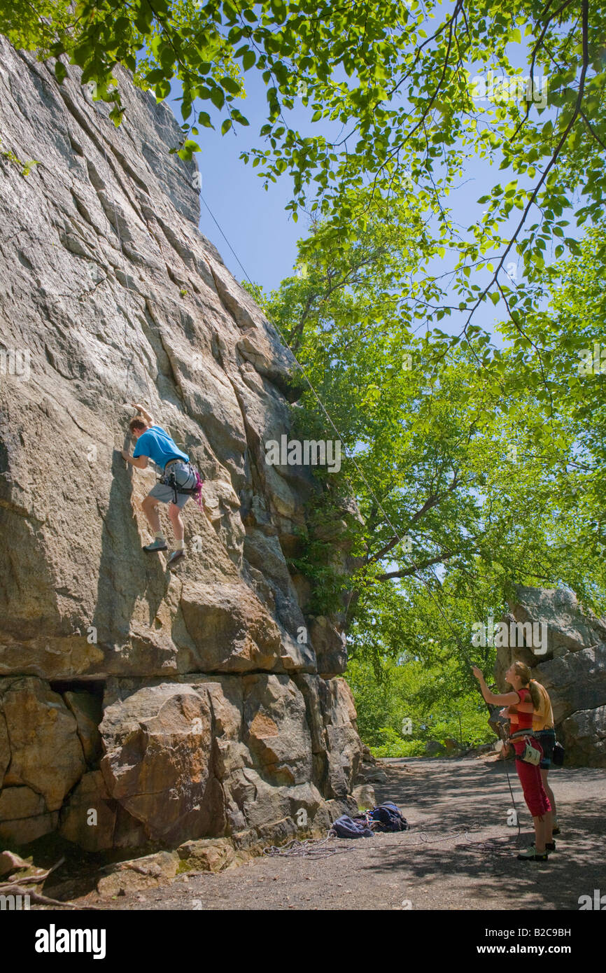 Rock climbing the Shawangunks aka The Gunks New Paltz New York State Stock Photo