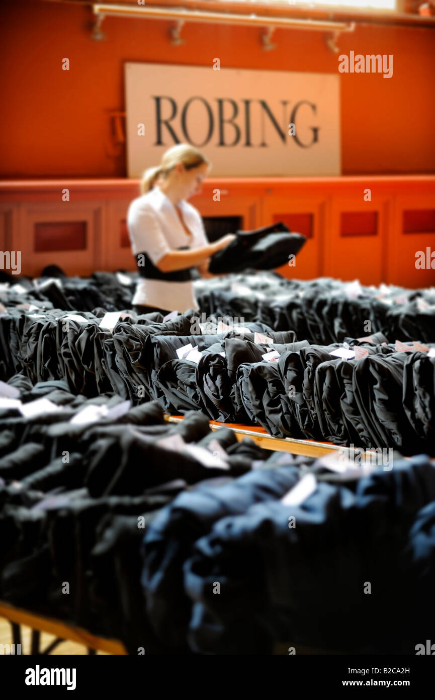 University of Sussex summer graduations at the Brighton Dome - the robing area is prepared for the graduates. Stock Photo