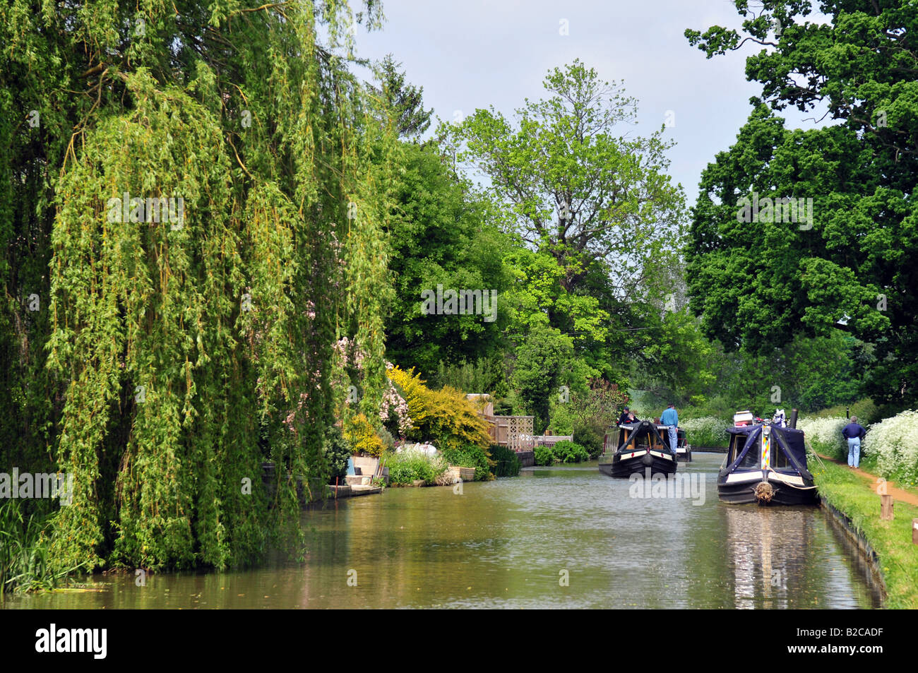 Narrowboats on the Oxford canal at Cropredy, Oxfordshire Stock Photo