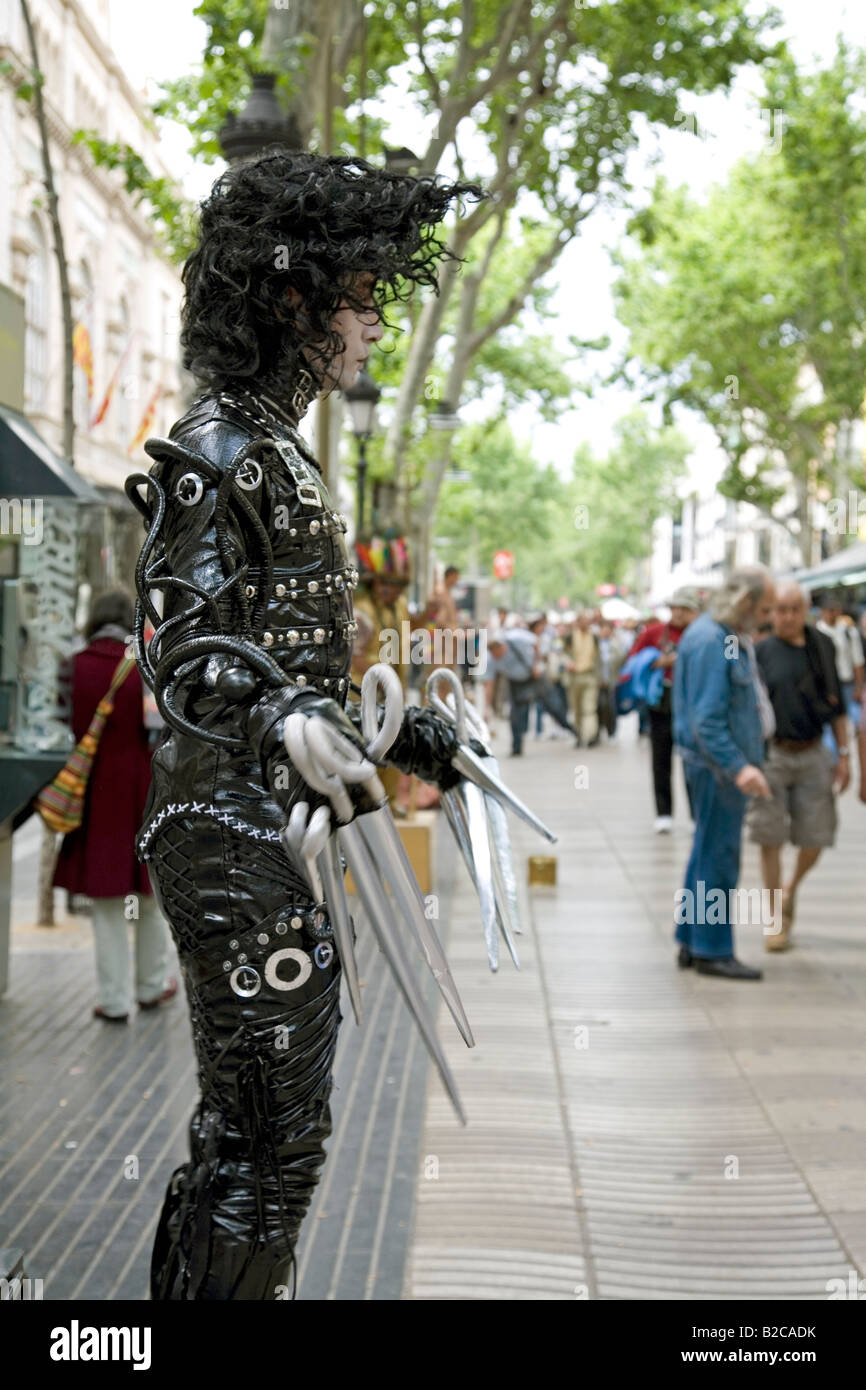 Street performers on La Ramblas Barcelona Spain May 2008 Stock Photo