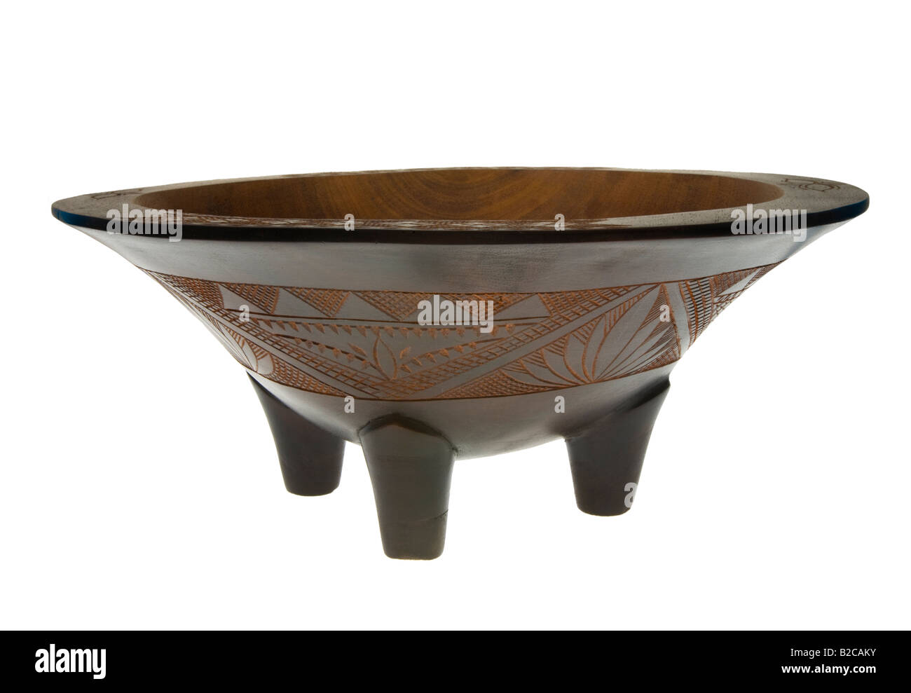 SAMOA typical traditional KAVA bowl handmade from UAFATO carved tub drink preparing preparation wooden bowl ceremonie ritual hom Stock Photo