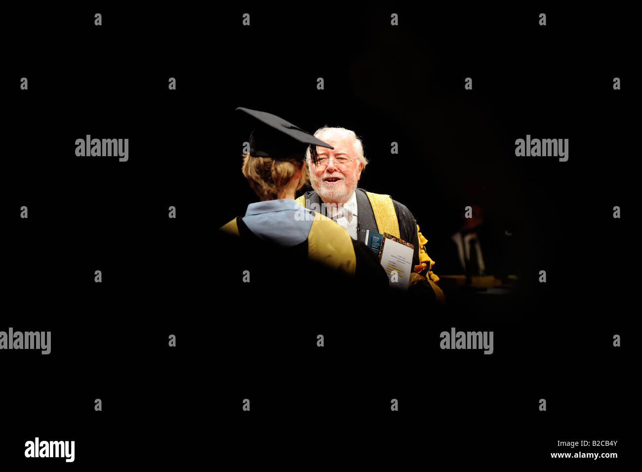 University of Sussex graduations at the Brighton Dome - Lord Attenborough presenting degrees to graduates for his last time. Stock Photo