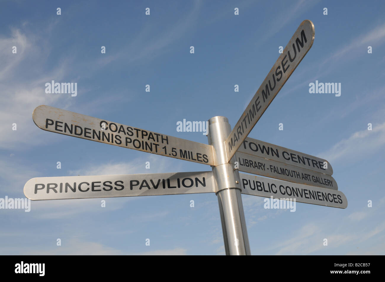 A tourist sign in Falmouth UK Stock Photo