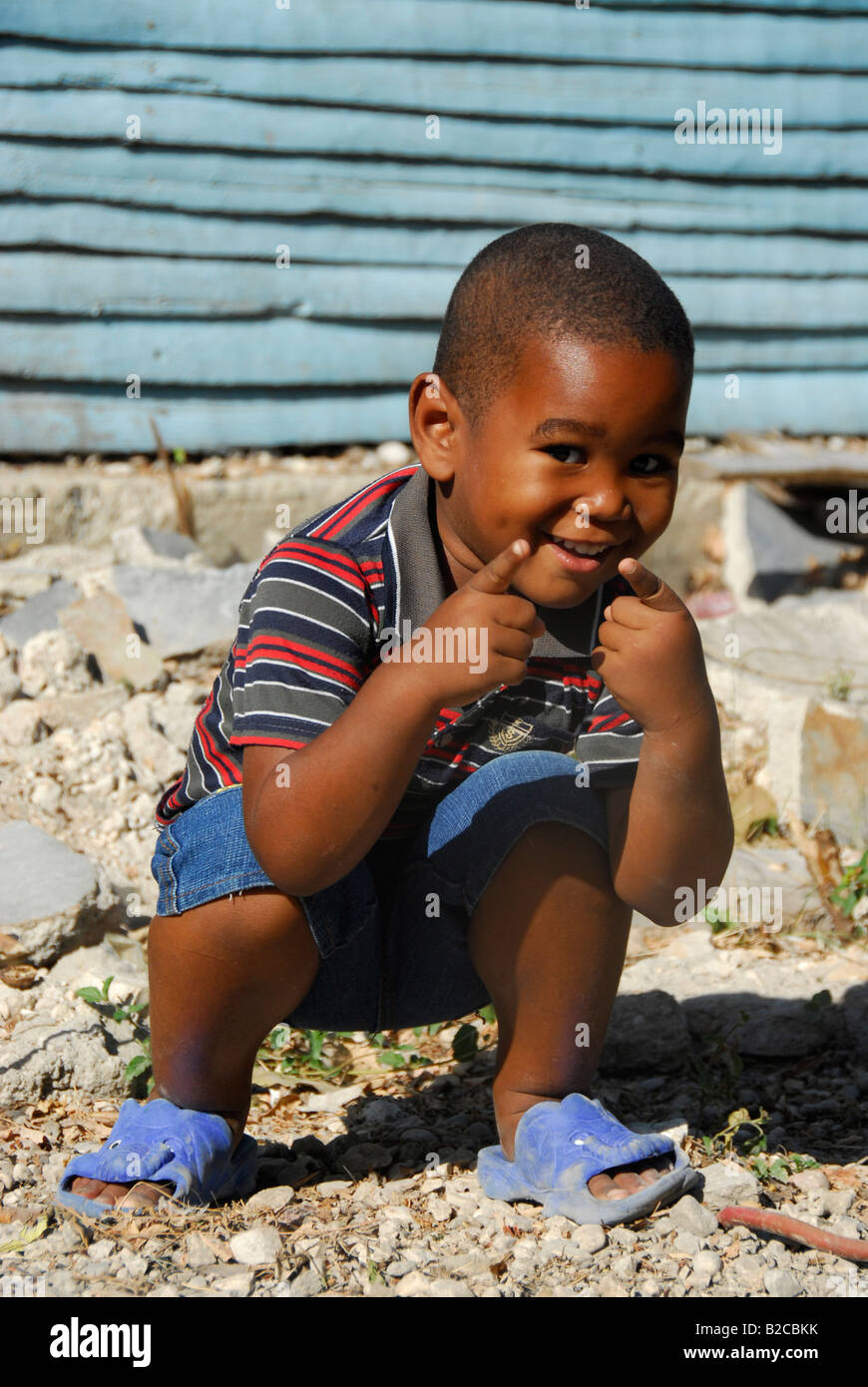 Playful young boy in Neiba, Dominican Republic Stock Photo Alamy