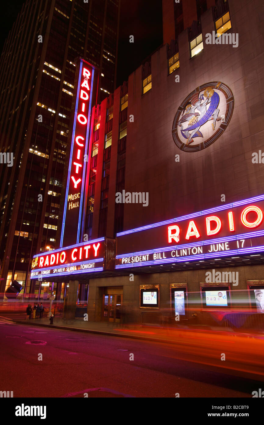 Radio City Music Hall at night - New York City, USA Stock Photo